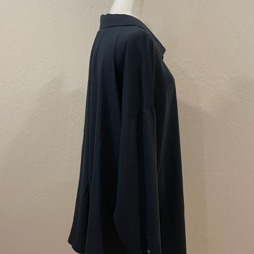 ~ J.Jill 2x Wearever Dress Black Vneck Tunic Above Knee Long Sleeve Pleated Slit - Picture 5 of 14
